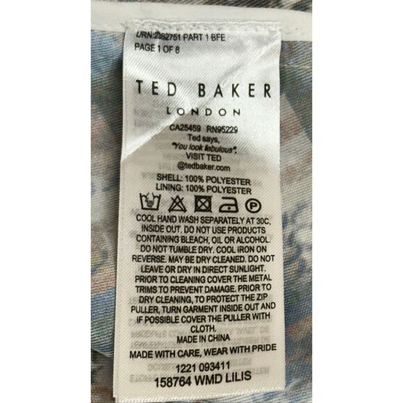 Ted Baker Lilis Quarts Print Midi Dress Size 1/ US 2/4 - Picture 8 of 8